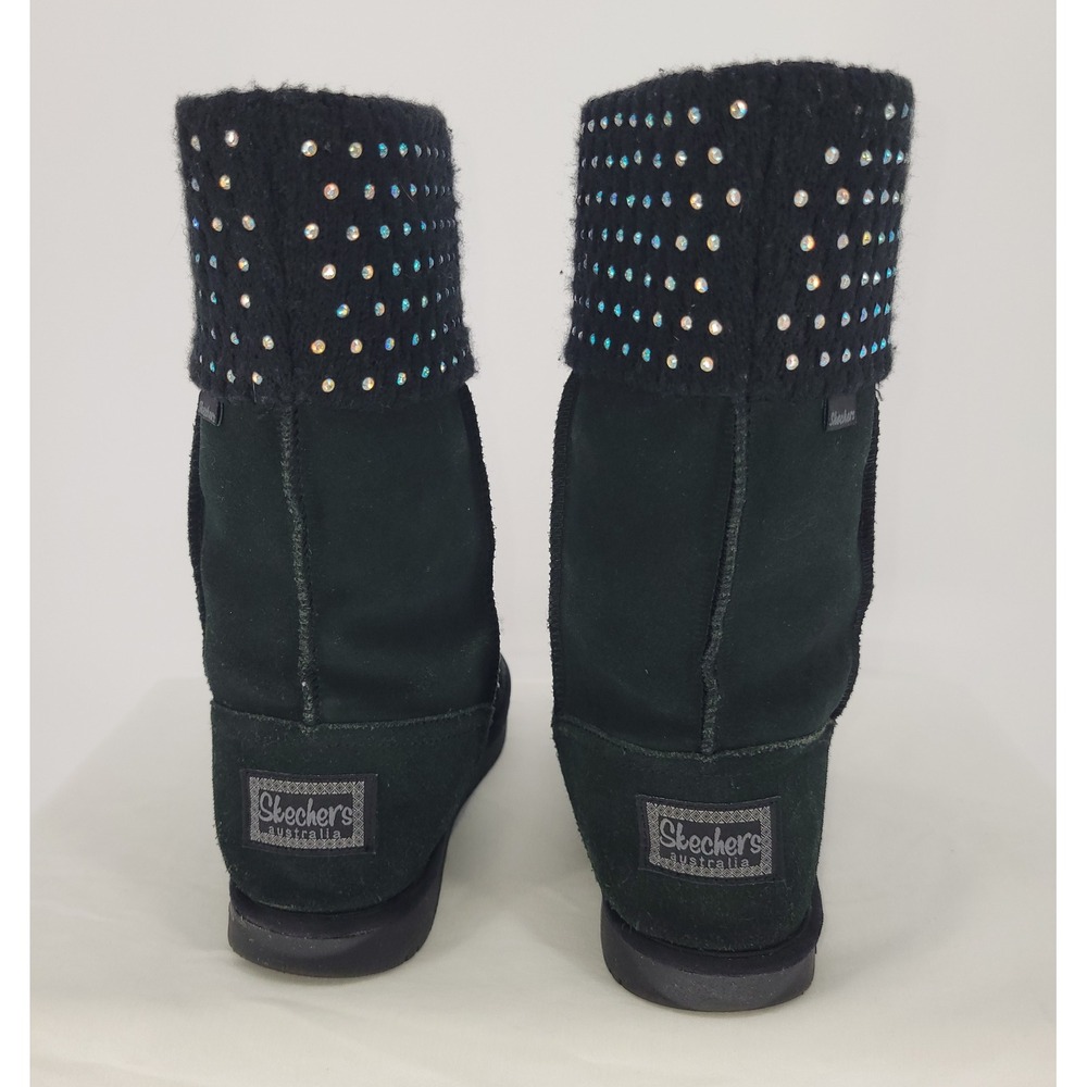 Skechers Australia Shelby Blk Suede Rhinestone Mid-Calf Winter/Snow Boots ~ 2014 - Picture 4 of 11